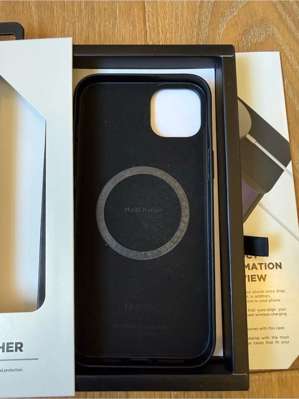 New Base Vegan Leather MagCharge Case for iPhone 14 Max Case Black Case